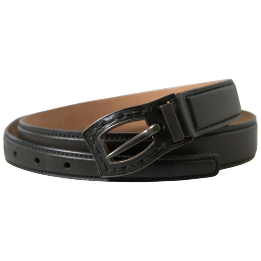 Ermanno Scervino Black Leather Metal Buckle Cintura Men's Belt